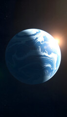 Fototapeta premium image of the earth seen from space. 3d render, one line art, with white tones