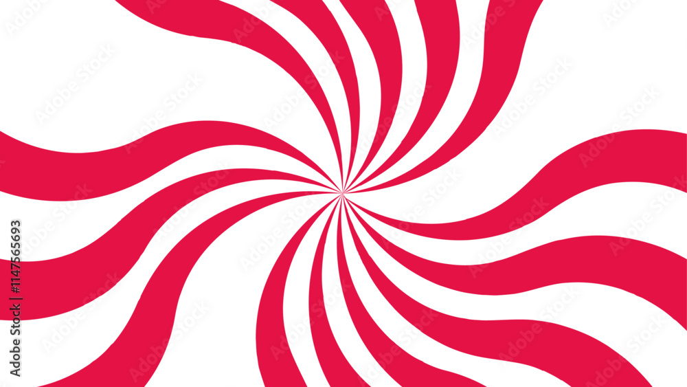 Poster Abstract background with rays retro starburst. Funky ray elements, circle motifs, reminiscent of circus themes. Red and white twisted swirl. Spiral radial striped backdrop design.