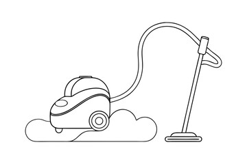 Naklejka premium Vacuum Cleaner Line Illustration on White Background