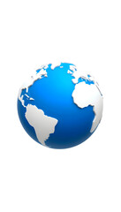 Fototapeta premium White 3D Globe Icon with Blue Continents and Atlantic Ocean in the Center - Planet Earth - World Symbol