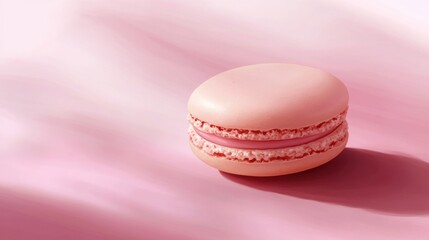 Obraz premium Gradient pink background with a single macaron in the foreground