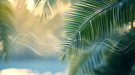Fototapeta premium a photo realistic closeup of palm leaves creating sound waves through the sea breeze