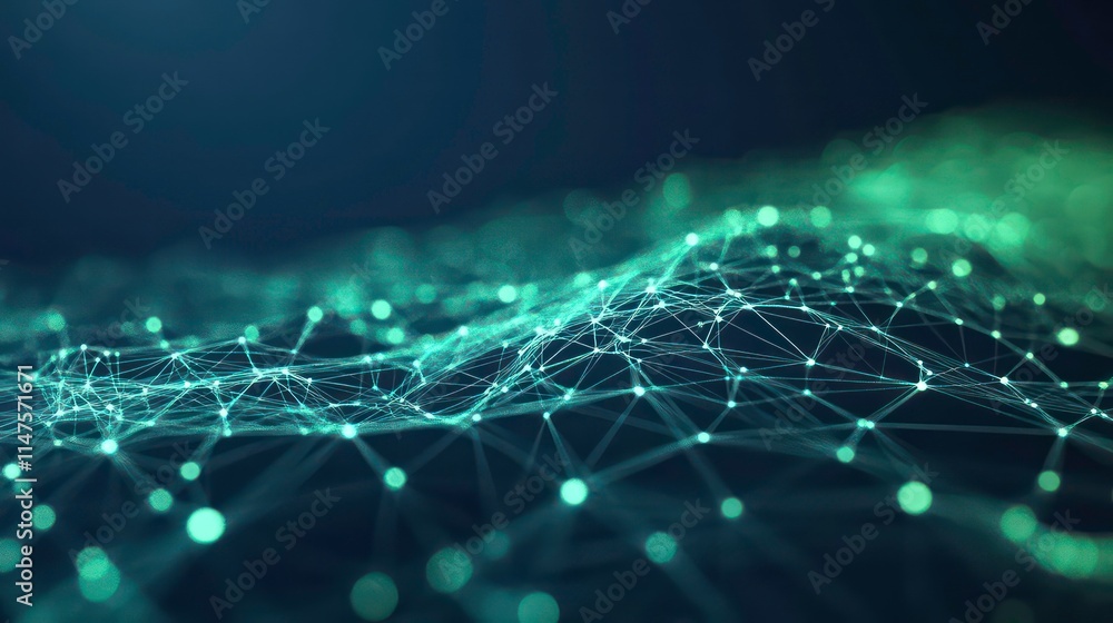 Poster abstract green digital network connection.