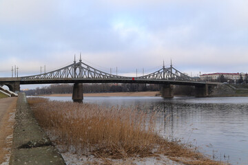 Starovolzhsky Bridge or Old Bridge in Tver, Russia