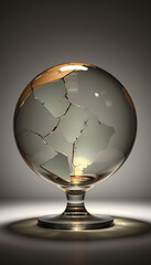 Broken Glass Globe Concept Art., smooth light, with white tones