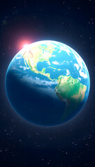 Fototapeta premium image of the earth seen from space. 3d render, pixel art, with white tones