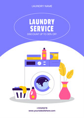 Obraz premium Hand-Drawn Laundry Service Illustration for Social Media Flyer Content