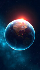 Fototapeta premium Digital space world 3d data earth background, color sketch, with white tones