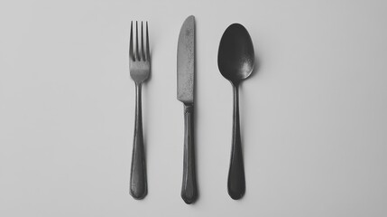 Minimalist Cutlery Set on Simple Background
