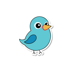 Cute Bird Sticker Vector Illustration

