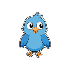 Cute Bird Sticker Vector Illustration

