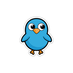 Cute Bird Sticker Vector Illustration

