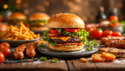 restaurant, gourmet, hamburgers, artisanal, pizzas, grilled, chicken, sausages, vibrant, backdrop, orange, brown, food, menu, delicious, savory, culinary, dining, cuisine, tasty, elegant, graphic
