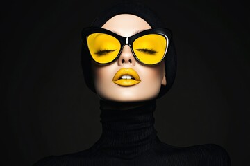Fashion portrait featuring bold yellow accessories.