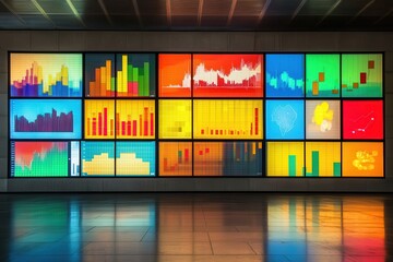 Colorful Graphs on Wall Mounted Screen Display