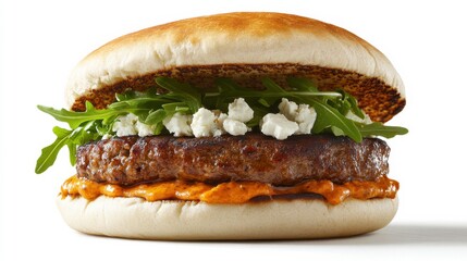 Juicy Lamb Burger with Tzatziki Sauce and Feta Cheese