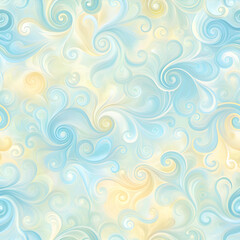 Abstract Swirls Pattern. Blue and Yellow Whimsical Design