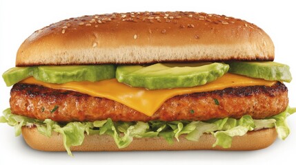 Vegan Burger with Avocado and Lettuce on Multigrain Bun