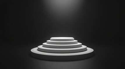 Obraz premium White tiered platform illuminated in dark room