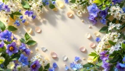 wildflowers, blank, space, freeform, center, petals, leaves, scattered, organic, natural, colorful, floral, flowers, meadow, decorative, botanical, elegant, vibrant, artistic, design, soft, creative, 