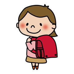 Fototapeta premium 赤いランドセルを背負う子供（女の子）