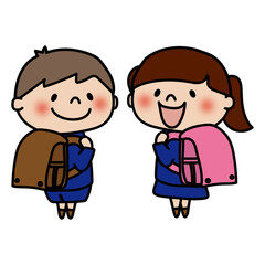 制服でランドセルを背負う子供たち2