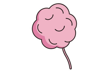 Cotton Candy Illustration Vibrant Line Color Drawing on Clean White Background