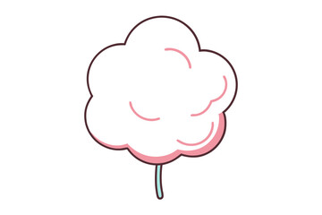 Cotton Candy Illustration Vibrant Line Color Drawing on Clean White Background