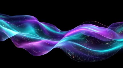 Abstract glowing wave, vibrant colors, dark background.