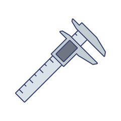 Vernier Caliper Icon Illustration in Flat Style .Ideal for construction, engineering, and industrial design projects.