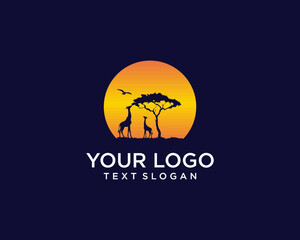 Moon and giraffe silhouette logo © Febstock