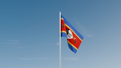Eswatini flag on blue sky 3d illustration image