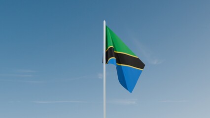 Tanzania flag on blue sky 3d illustration image