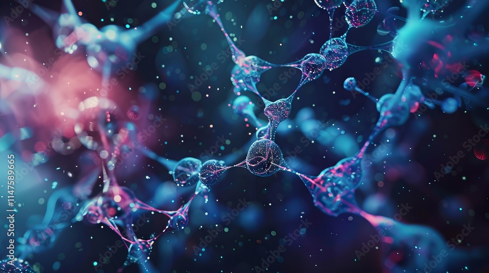 Poster futuristic science and medical technology background with abstract digital connections and molecular