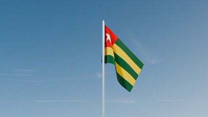 Togo flag on blue sky 3d illustration image