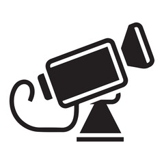 Simple black and white CCTV security camera icon
