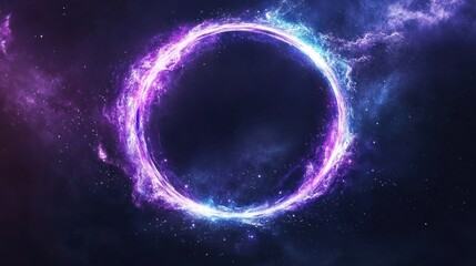 Obraz premium Glowing purple and blue cosmic ring in space.