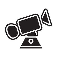 Simple black and white CCTV security camera icon
