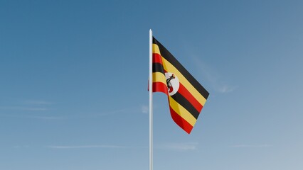 Uganda flag on blue sky 3d illustration image