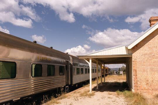 The iconic 'Southern Aurora' passenger train stopped at remote Ben Bullen Station
