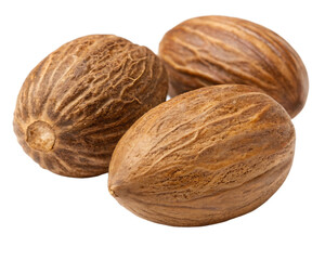 A whole nutmeg isolated on a transparent background