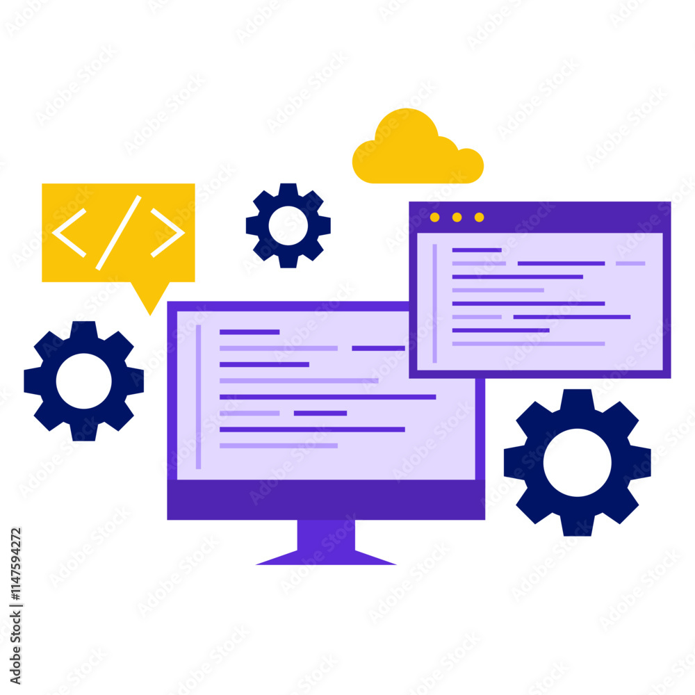 Wall mural computer programming illustration