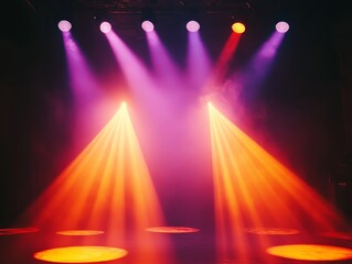 Vibrant stage lights create an energetic ambiance.