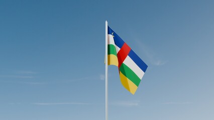 Central African Republic flag on blue sky 3d illustration image
