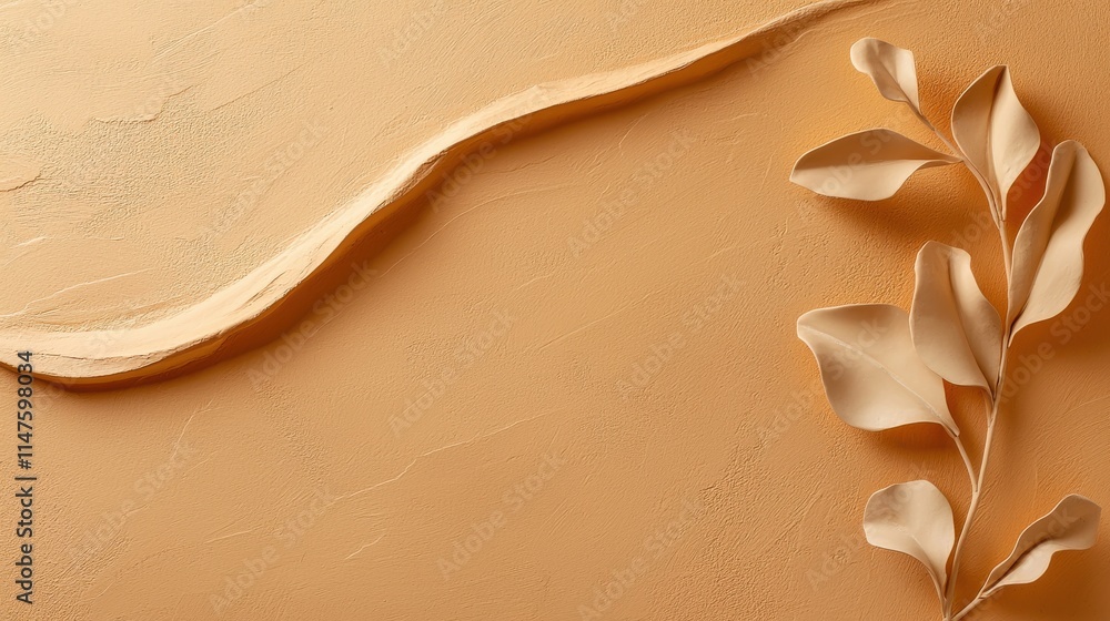 Poster artistic deep orange textures and natural elements studio setting high-resolution minimalistic compo