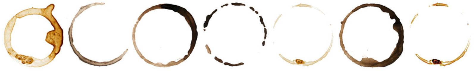 PNG Coffee stains circle pattern, isolated element set, transparent background