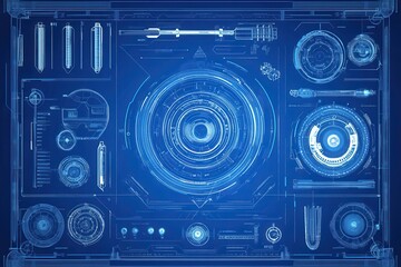 Fototapeta premium Technical Blueprint Style Layout with Group Elements