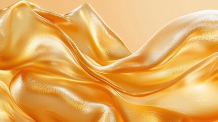 Fototapeta premium Flowing deep orange satin textures abstract composition digital art soft lighting close-up view elegance and luxury