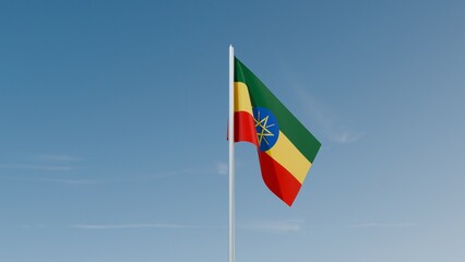 Ethiopia flag on blue sky 3d illustration image