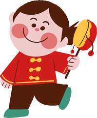 china happy new year child with a spoon